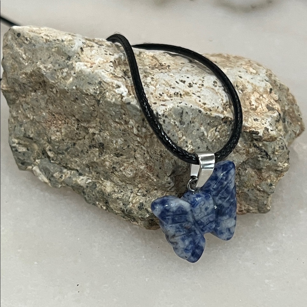 Sapphire Butterfly Pendant Necklace